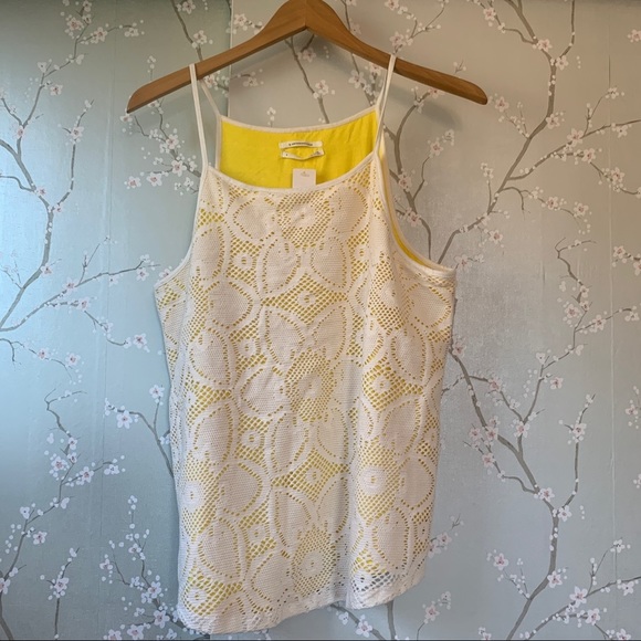 NWT Anthropologie Cosette Top Tank yellow white - Picture 4 of 11